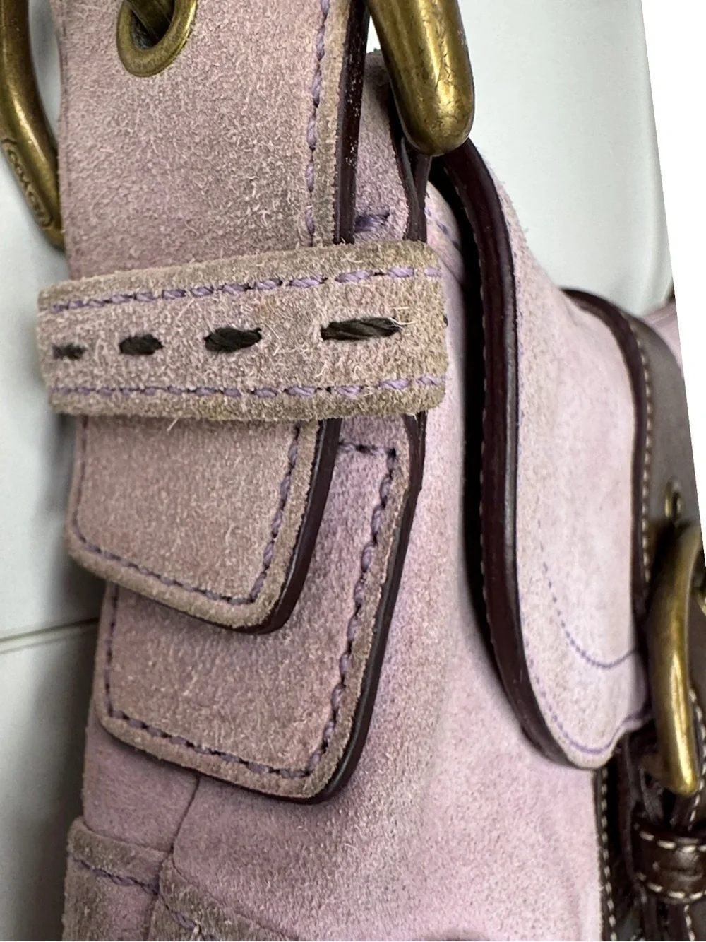Coach Lavendar Suede Y2K Vintage SoHo Flap Buckle Bag
